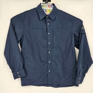 Mountain Hardwear Shirt Mens Large Blue Button Up Long Sleeve Hiking Outdoors